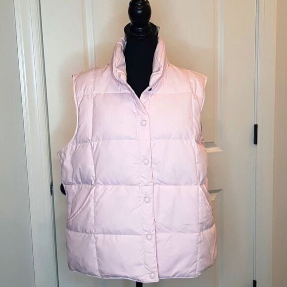 Lands End Pink Goosedown Puffer Jacket Vest - Picture 1 of 10